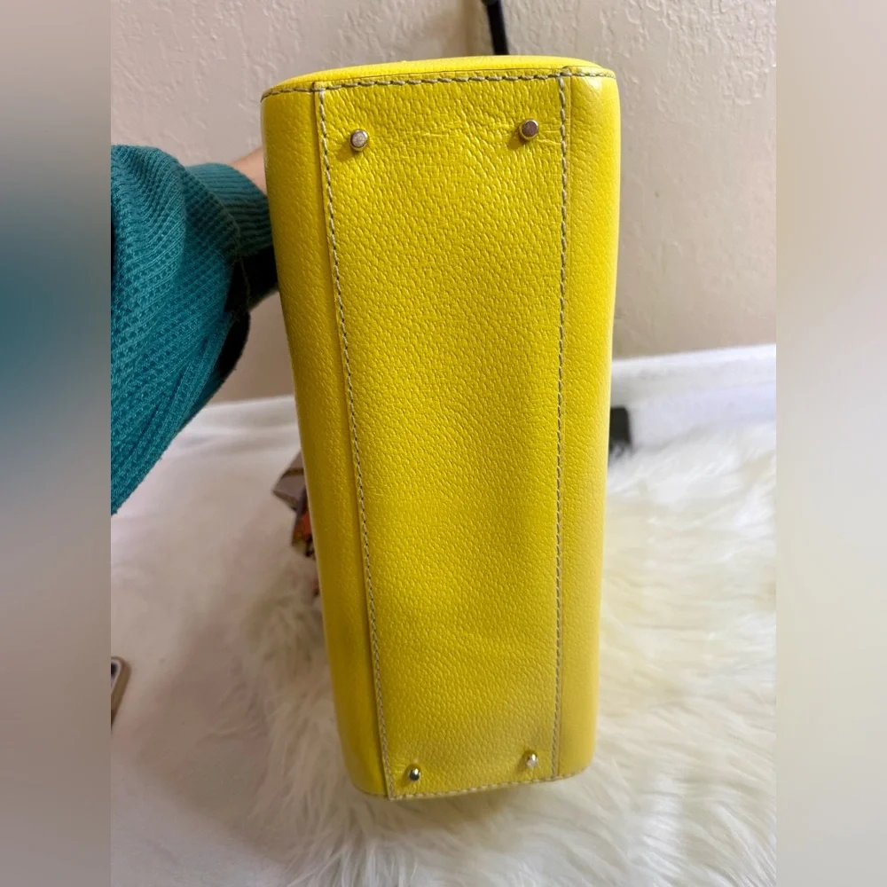 kate spade Yellow Leather Tote with Scarf Accent EUC